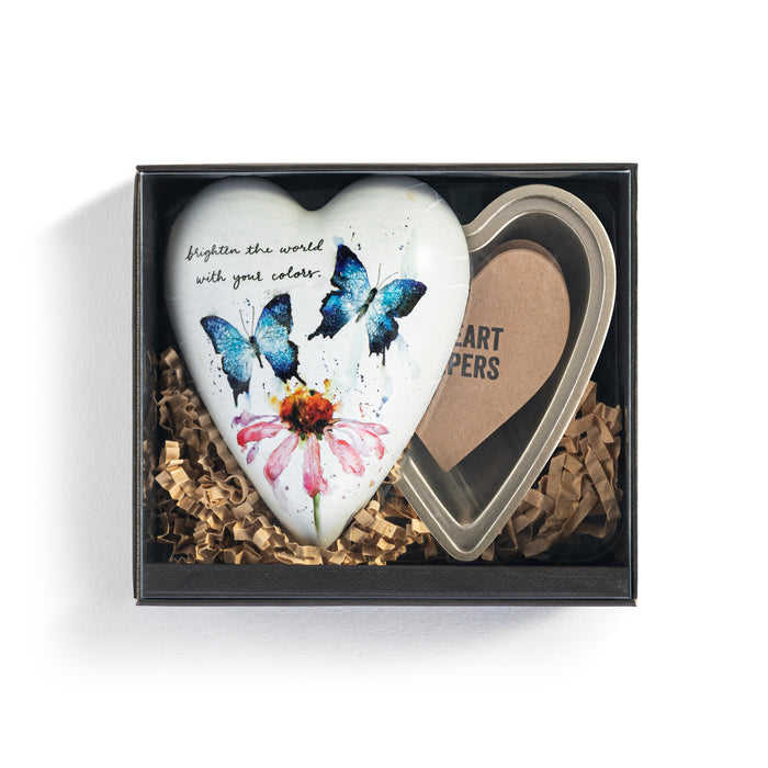 Butterflies & Coneflower Art Heart Keeper