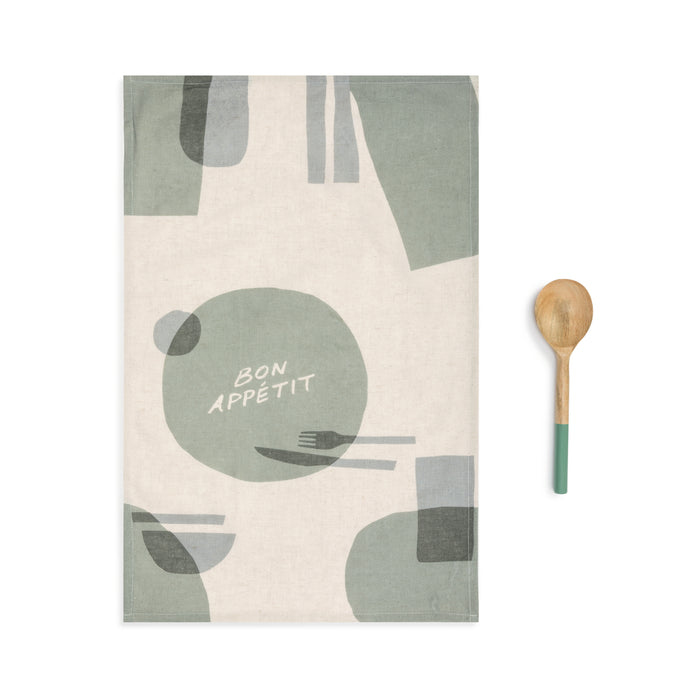 Bon Appétit Towel & Wooden Spoon Set