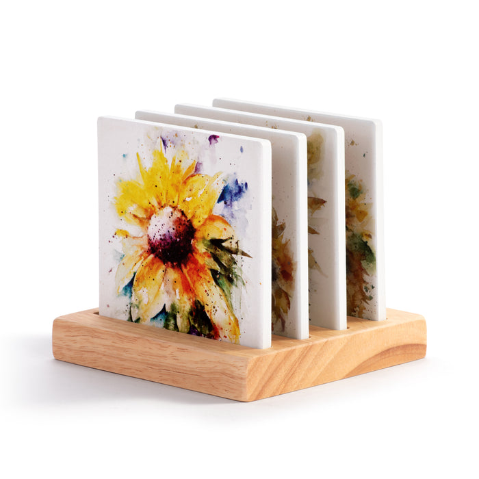 Dean Crouser Sunflower Coasters with Holder