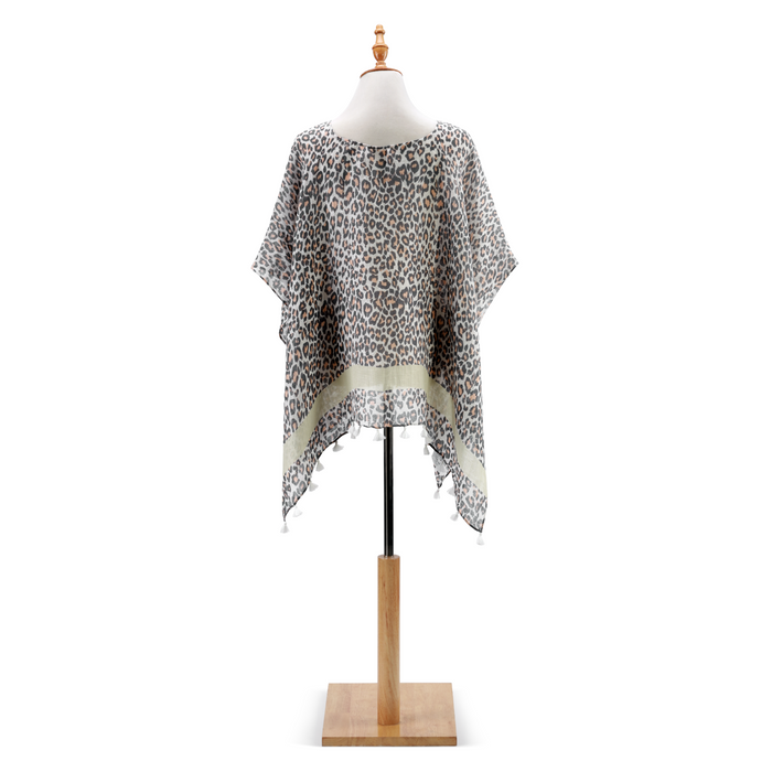 Animal Print Poncho in Brown & Pink