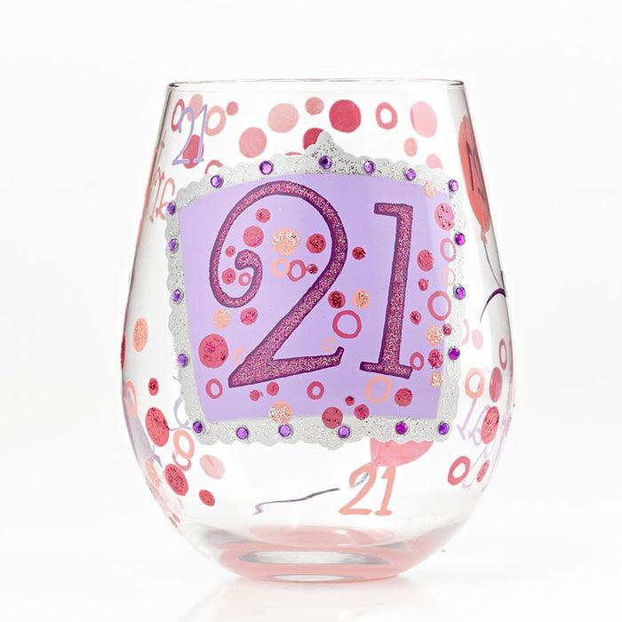 21st Birthday Lolita Stemless Wine Glass