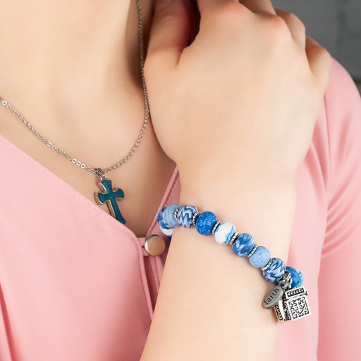 Jilzarah Porcelain Blue Prayer Bracelet