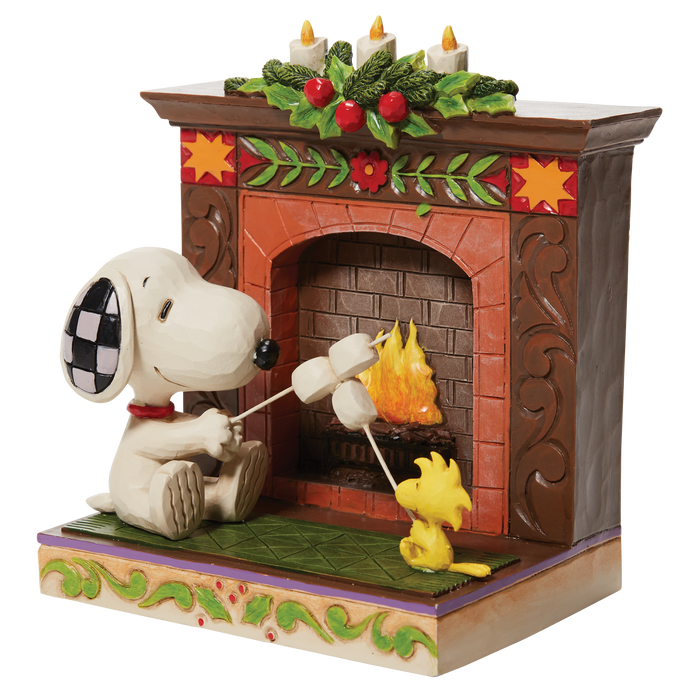 Snoopy & WoodStock Beside the Fireplace by Jim Shore