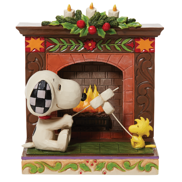 Snoopy & WoodStock Beside the Fireplace by Jim Shore