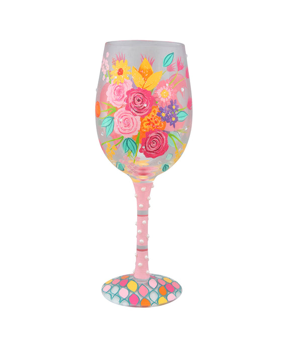 LOLITA GRADUATION GIRL Love My Wine Hand Painted Celebration Pink Wine  Glass
