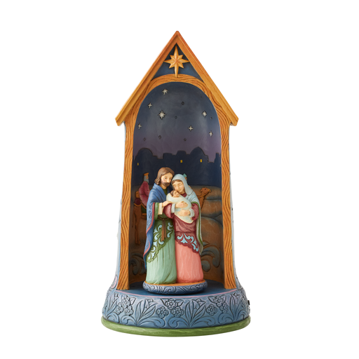 Holy Family in Lighted Stable by Jim Shore