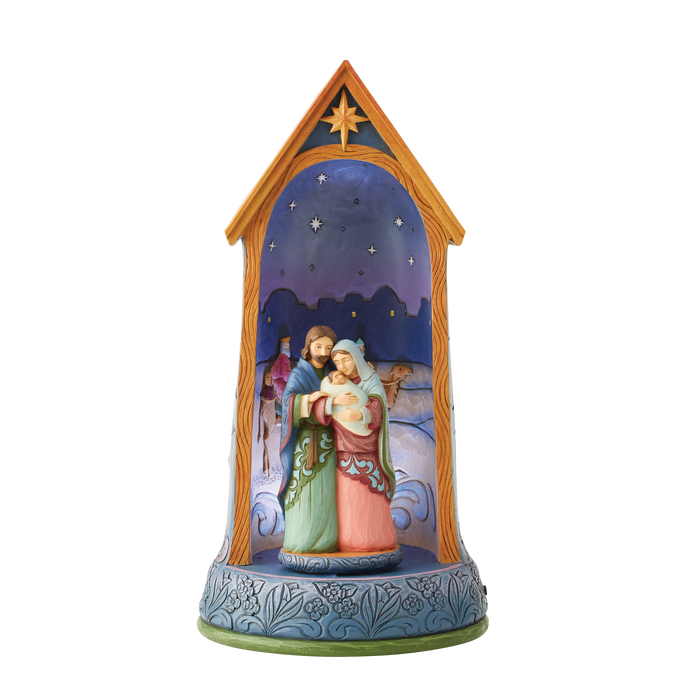 Holy Family in Lighted Stable by Jim Shore