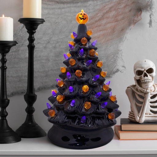 13" Haunted Halloween Ceramic Light Up Tree