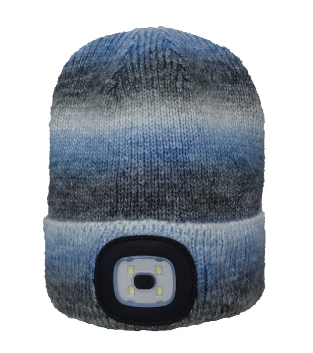LED Cassie Ombre Beanie Hat gray blue