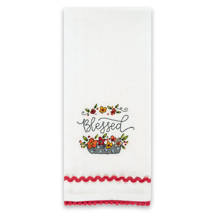 Blessed Embroidered Tea Towel