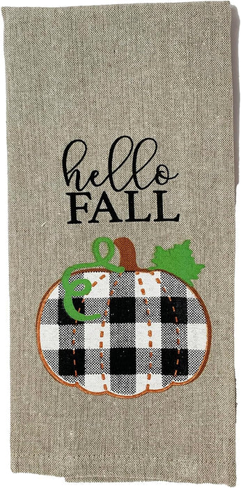 hello fall Autumn Harvest Tea Towels