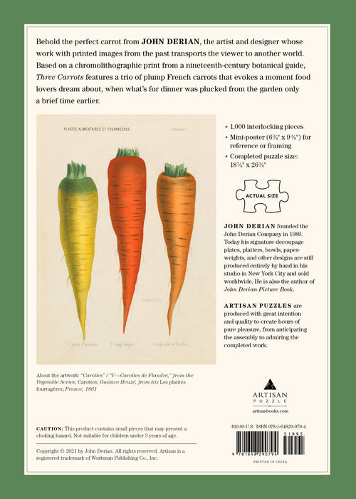 John Derian Paper Goods: Three Carrots 1000 Piece Jigsaw Puzzle
