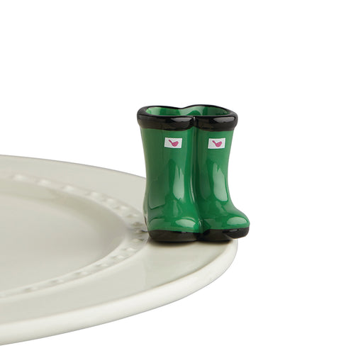 Nora Fleming jumpin' puddles Green Rainboots Mini