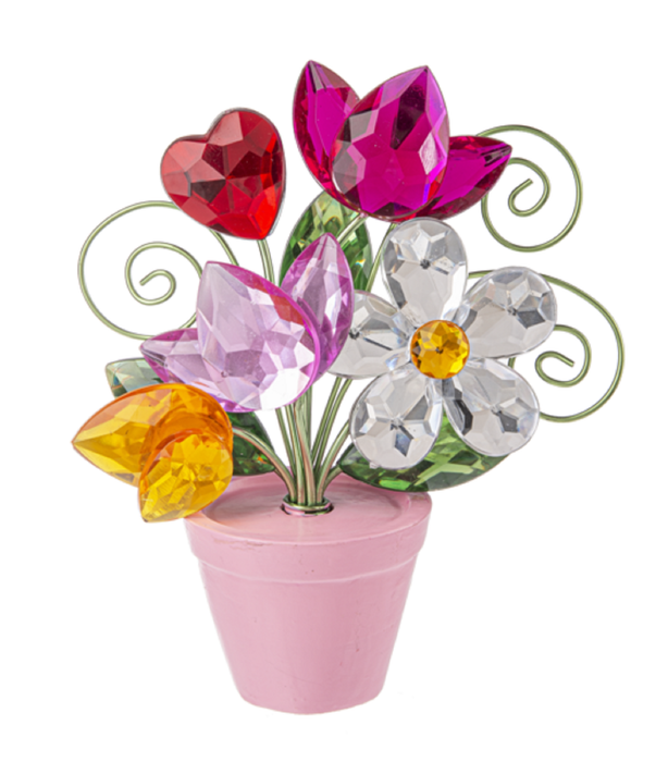 Love Blooms Posy Pots with Acrylic Flowers pink