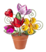 Love Blooms Posy Pots with Acrylic Flowers terra cotta