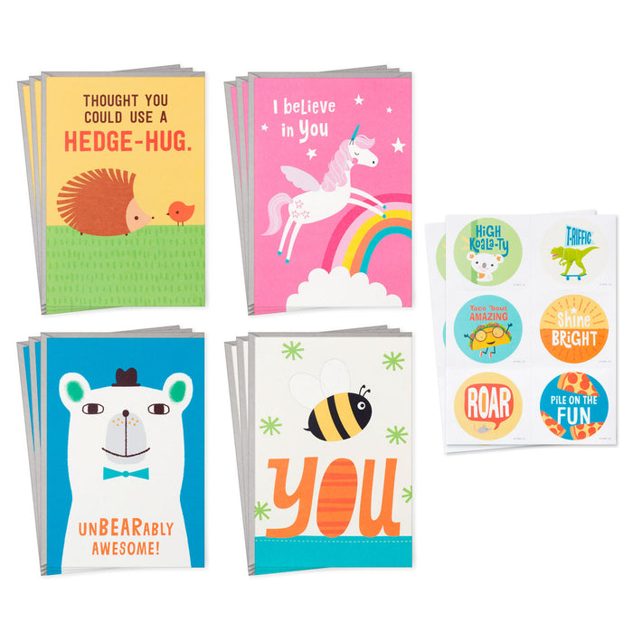 Assorted Blank Kids Encouragement Cards With Stickers in Pouch