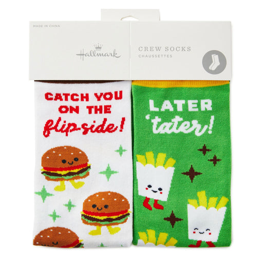 Burger and Fries Better Together Funny Crew Socks