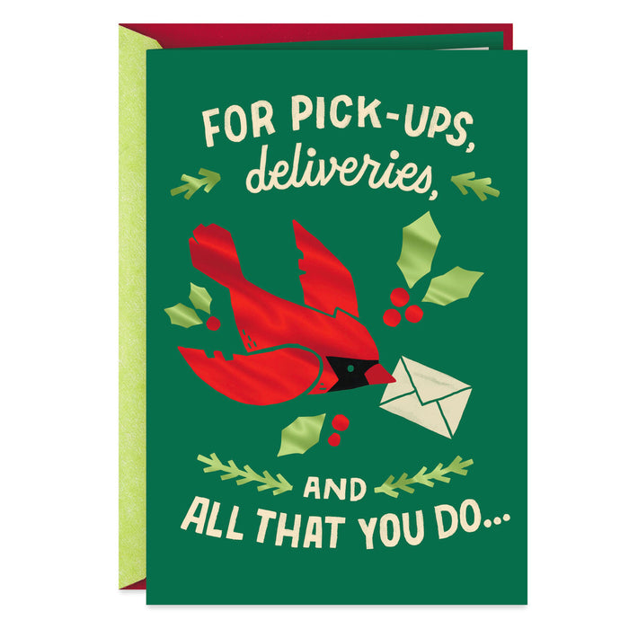 Cardinal Thank-You Christmas Card for Delivery Driver