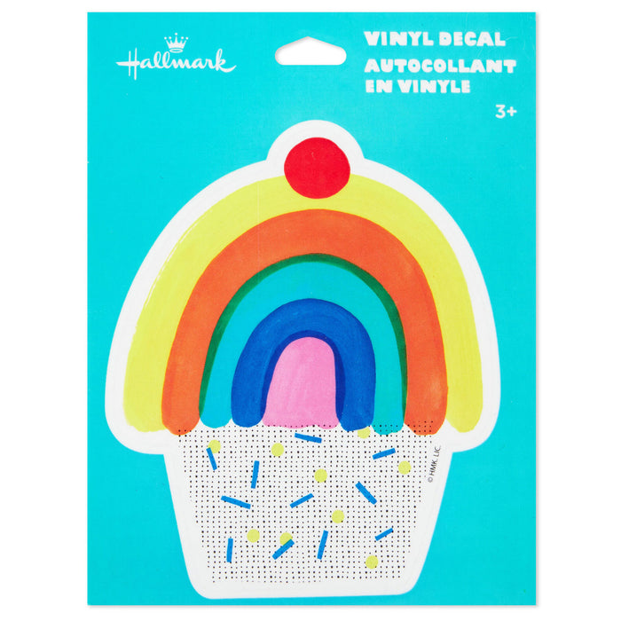 Cupcake with Rainbow Icing Vinyl Decal