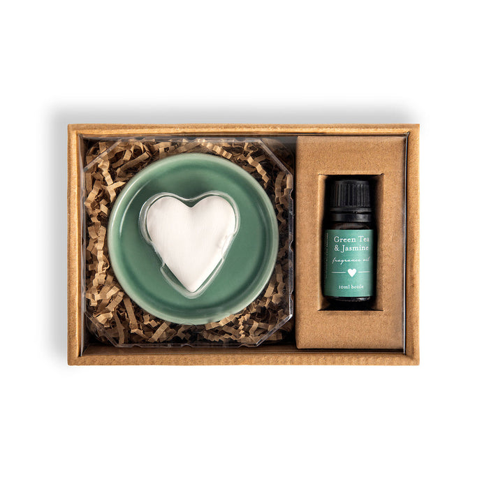 Heart Diffuser Stone With Fragrance Oil and Tray