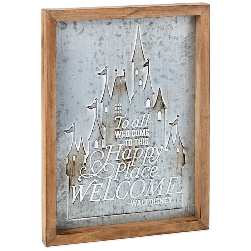 Disney Castle Happy Place Wood and Metal Quote Sign