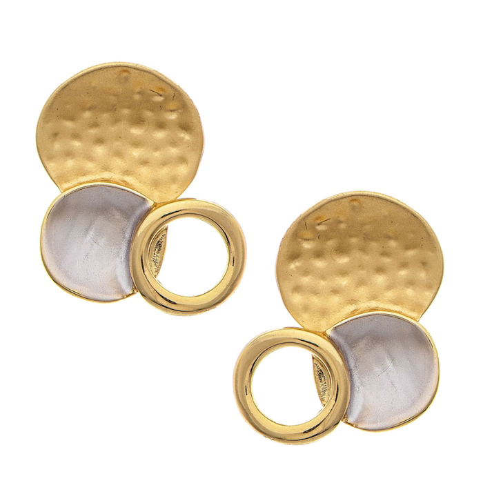 Gold & Silver Circle Post Earrings