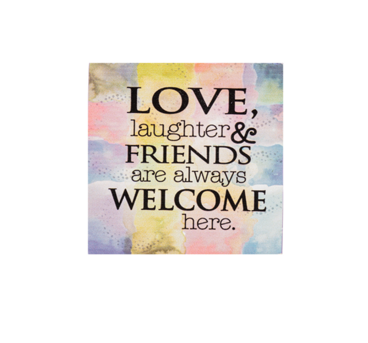 Love, Laughter & Friends Welcome Mini Block Sign