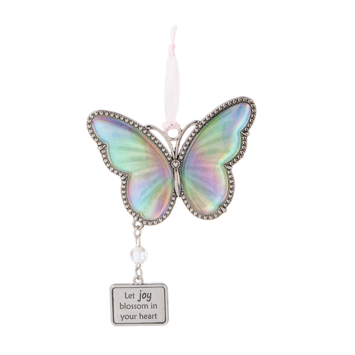 Metal Let Joy Blossom In Your Heart Butterfly Ornament