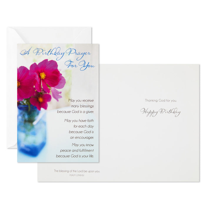 Flower Photos Assorted Religious Birthday Cards, Box of 12