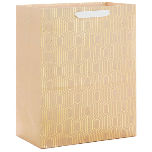 Gold Geometric on Tan Large Gift Bag