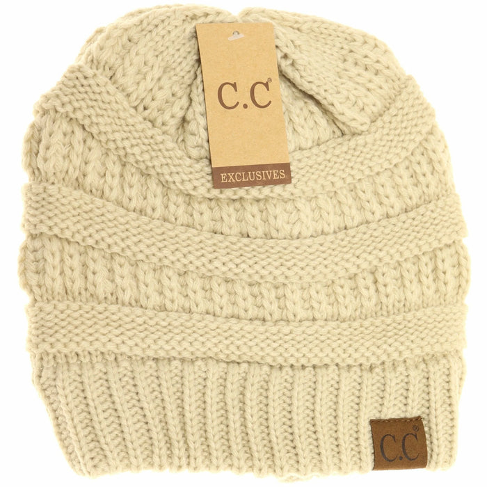 C.C. Cheveux Classic Beanie Hat beige