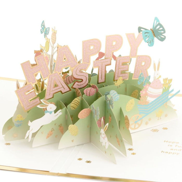 Happy Easter Spring Icons 3D Pop-Up Easter Card