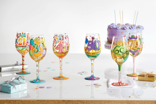 70th Birthday Lolita Wine Glass