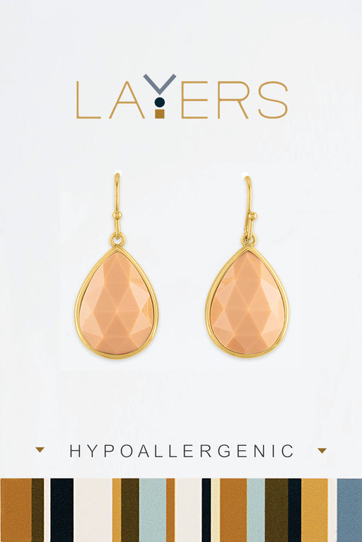 Teardrop Apricot Stone Earrings in Gold