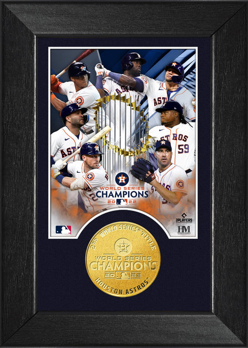 Houston Astros 2022 World Series Champions Brown Framed Logo Jersey Display Case