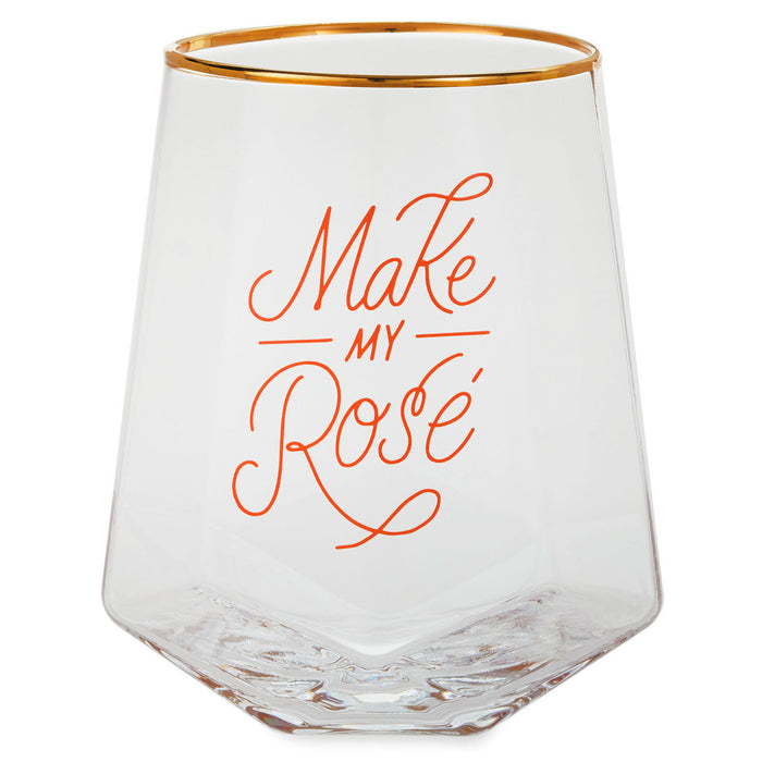 Make My Rosé Geometric Stemless Wine Glass