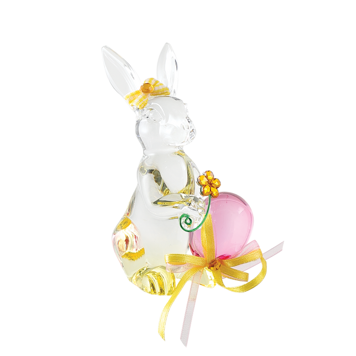 Yellow Standing Bunny with Egg Acrylic FACETS Figure