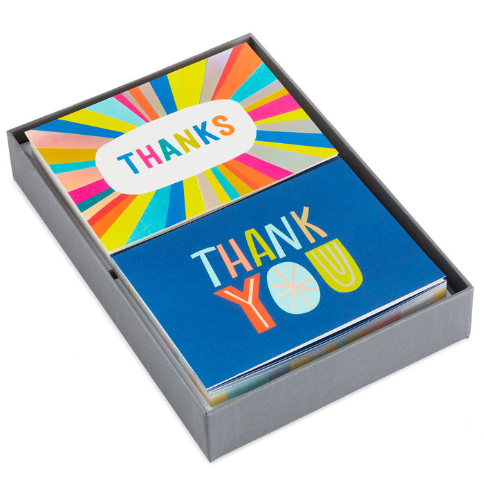 Navy and Colorful Rays Bulk Blank Thank-You Notes