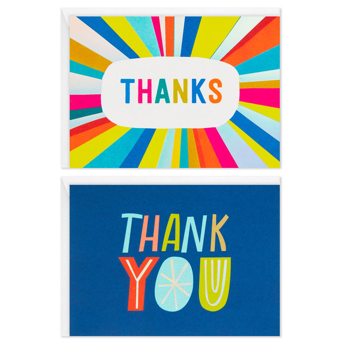 Navy and Colorful Rays Bulk Blank Thank-You Notes