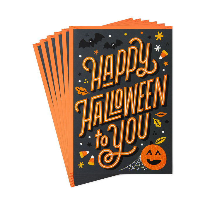 Orange on Black Happy Halloween Cards