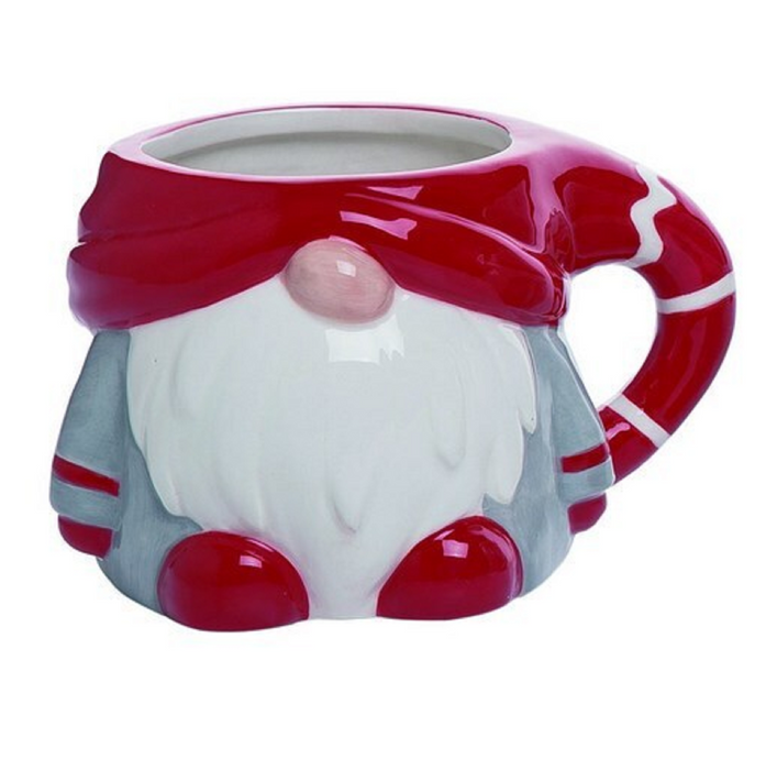Festive Red and Gray Gnome Mug