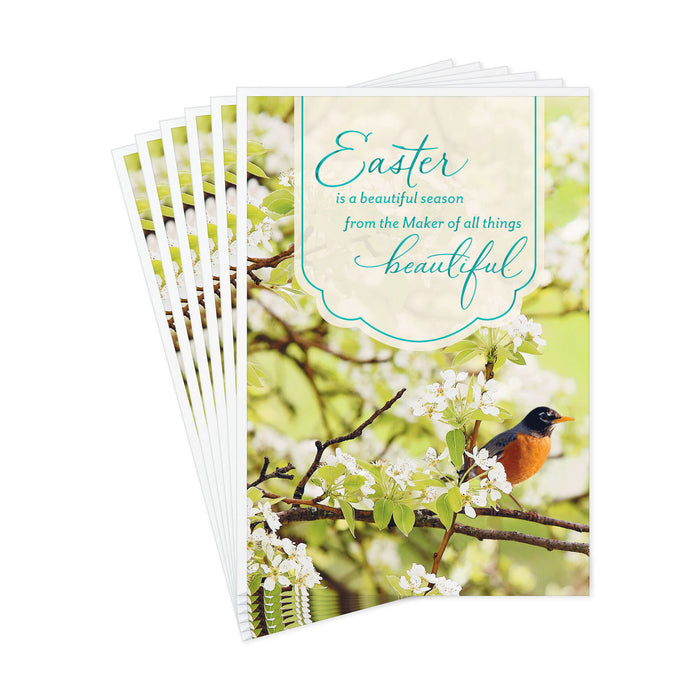 Robin in Tree Religious Easter Cards, Pack of 6