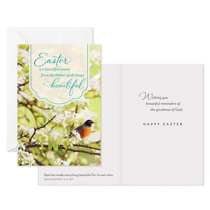 Robin in Tree Religious Easter Cards, Pack of 6