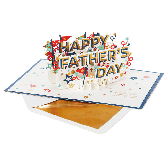 Stars and Pennants 3D Pop-Up Father's Day Card