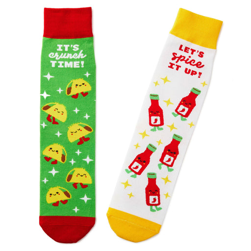 Tacos and Hot Sauce Better Together Funny Crew Socks