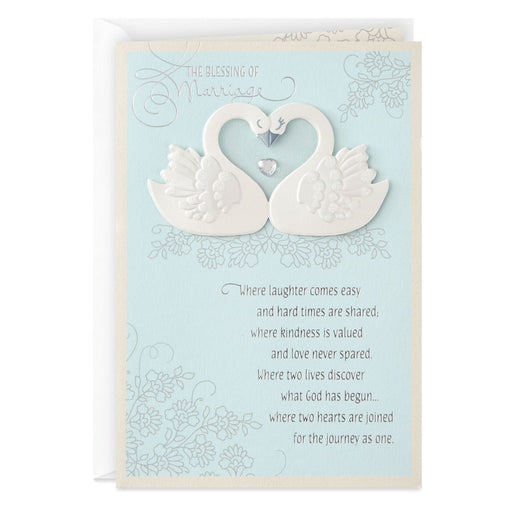 Two Hearts Joined for the Journey Religious Wedding Card