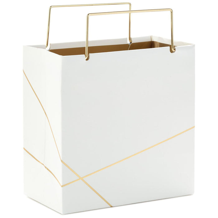 White With Gold Small Square Gift Bag