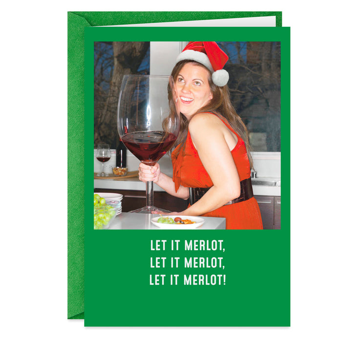 Let It Merlot Funny Christmas Card
