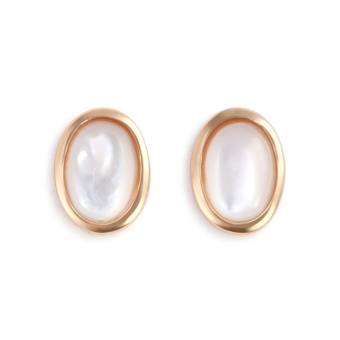 Gold Giving Earrings with Mother of Pearl Inlay